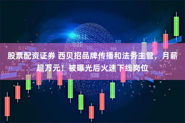 股票配资证券 西贝招品牌传播和法务主管，月薪超万元！被曝光后火速下线岗位